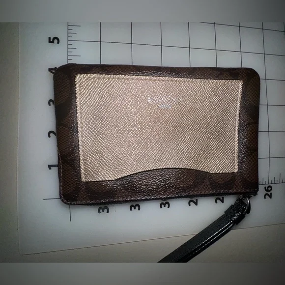 Coach Metallic Colorblock Signature Corner Zip Wristlet - Picture 9 of 10